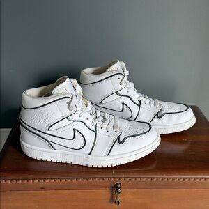 Nike White and Black Mid-Top Sneakers